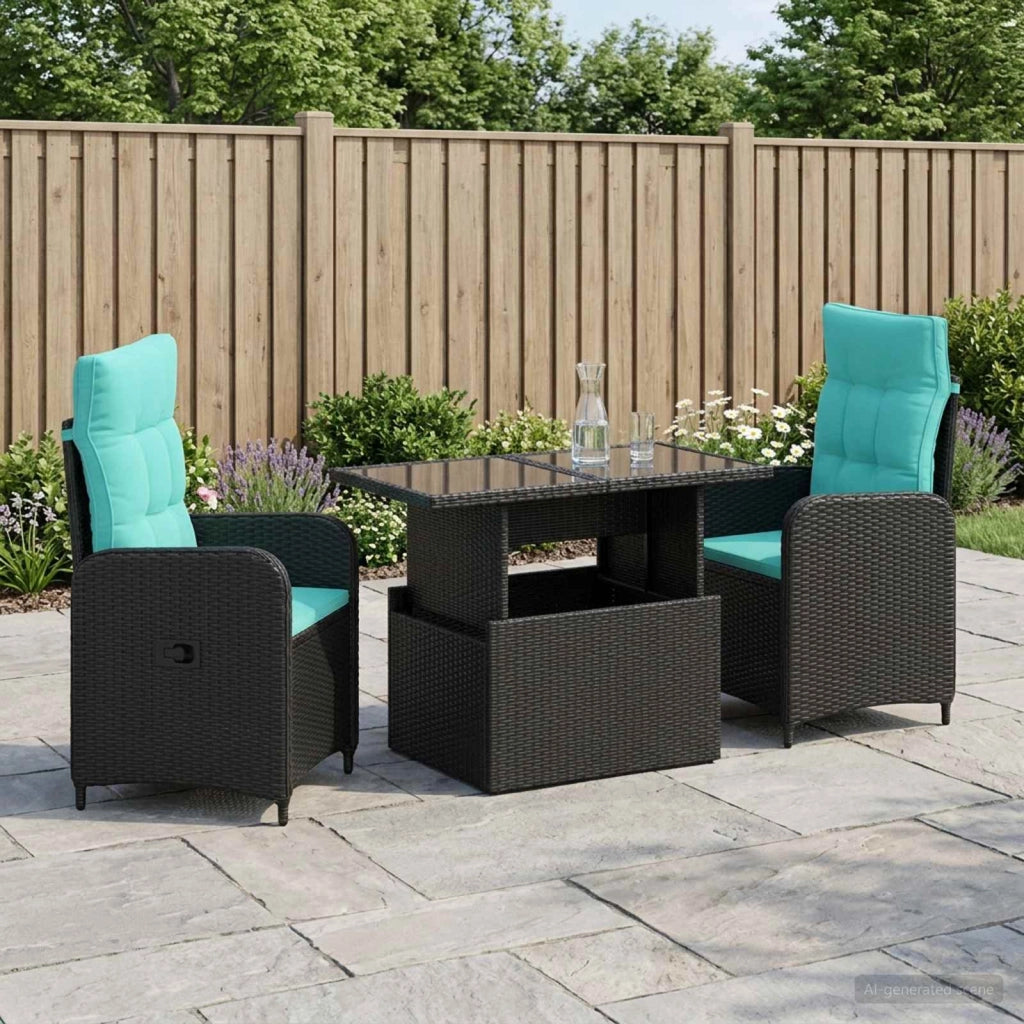 Set da pranzo per esterni 3 pz polyrattan 3422404
