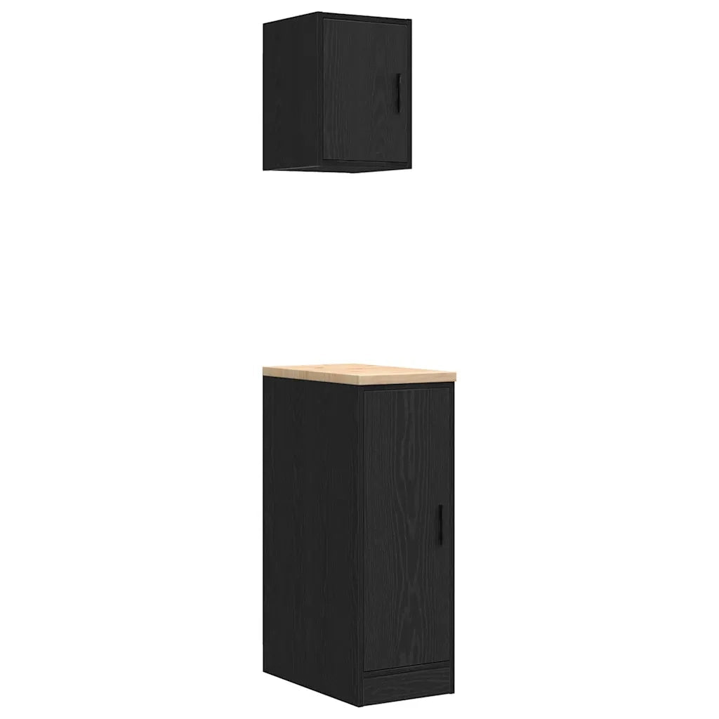 Armadi da Garage 2 pz Neri in Legno Multistrato 3328288