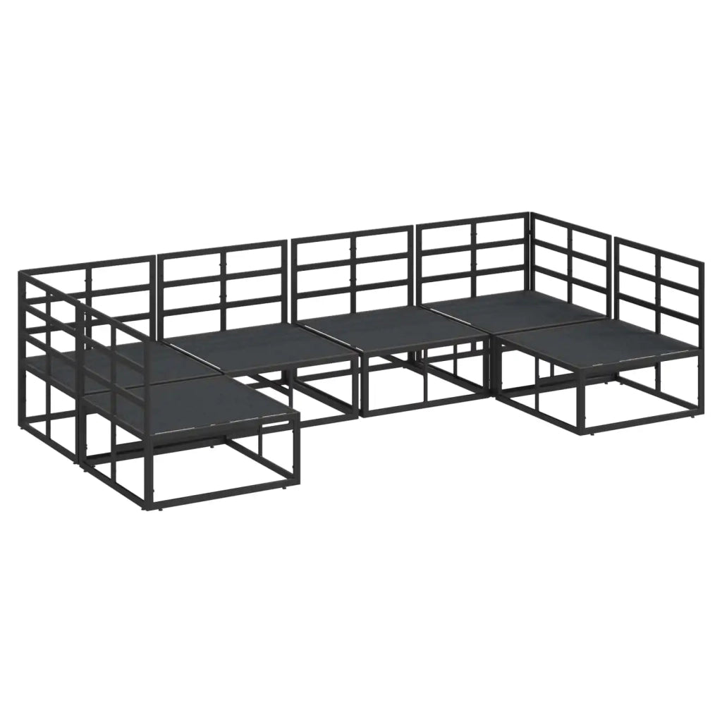 Set Divano da Giardino con cuscino 6 pcs Nero Alluminio 3378848