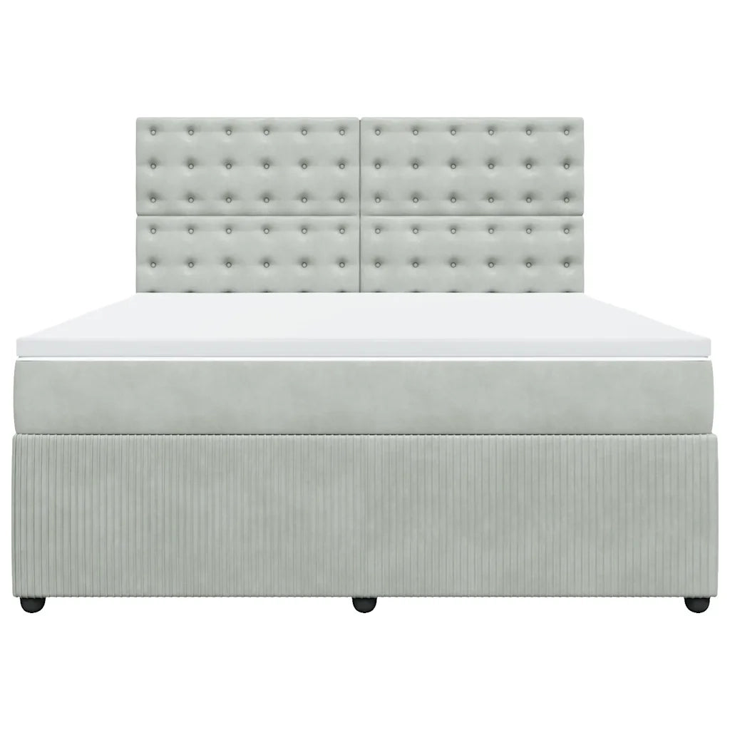 Giroletto a Molle con Materasso Grigio Chiaro 180x200cm Velluto