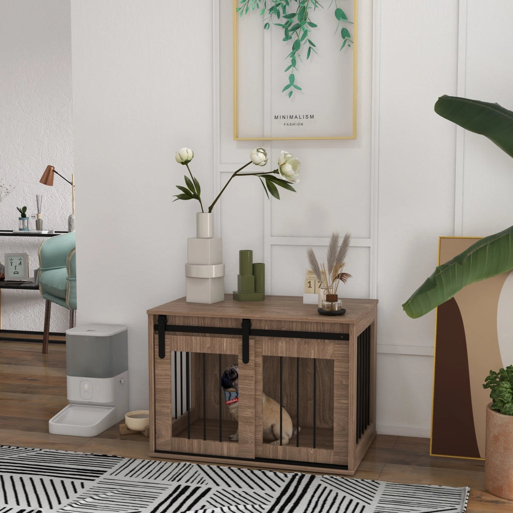 Gabbia per Cani da Interno ¨C Xylo ¨C Metallo Effetto Legno 57x80x54cm