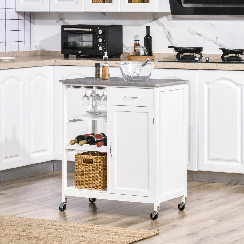 Carro da cucina con ruote ¨C zephmum ¨C bianco 76x48x88 cm