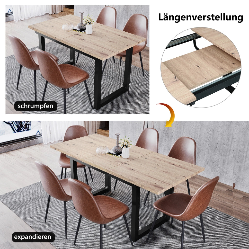 Tavolo da pranzo allungabile in MDF e metallo stile industriale rettangolare per sala da pranzo 140 × 80 × 75 cm