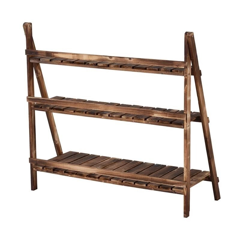 SCALETTA FIORIERA PORTAVASI DA GIARDINO A 3 RIPIANI IN LEGNO DI ABETE, 100X37X93CM