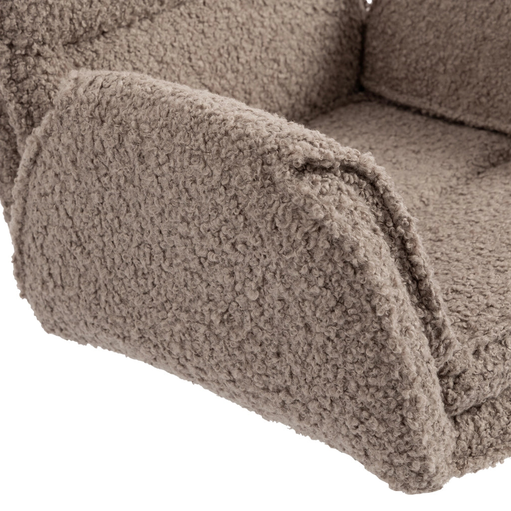 Sedia da ufficio in teddy fleece con braccioli pieghevoli e altezza regolabile girevole marrone per casa e ufficio