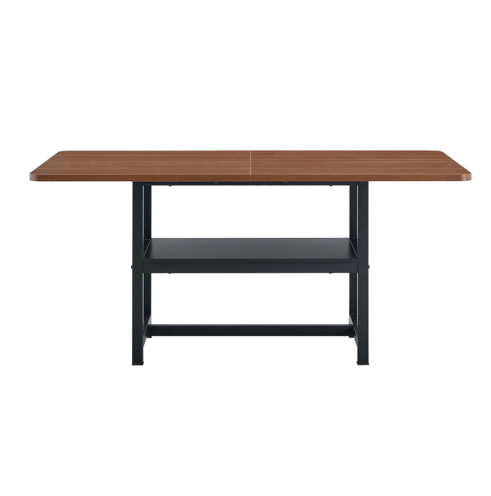 Tavolo da pranzo 160x90x76 cm con ripiano integrato in MDF e metallo nero e noce