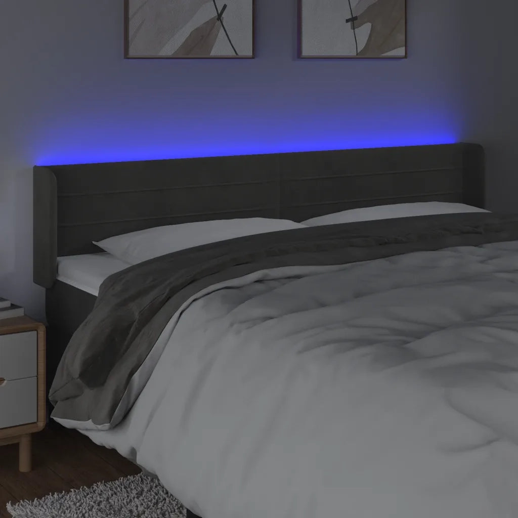 Testiera a LED Grigio Scuro 163x16x78/88 cm in Velluto 3123431