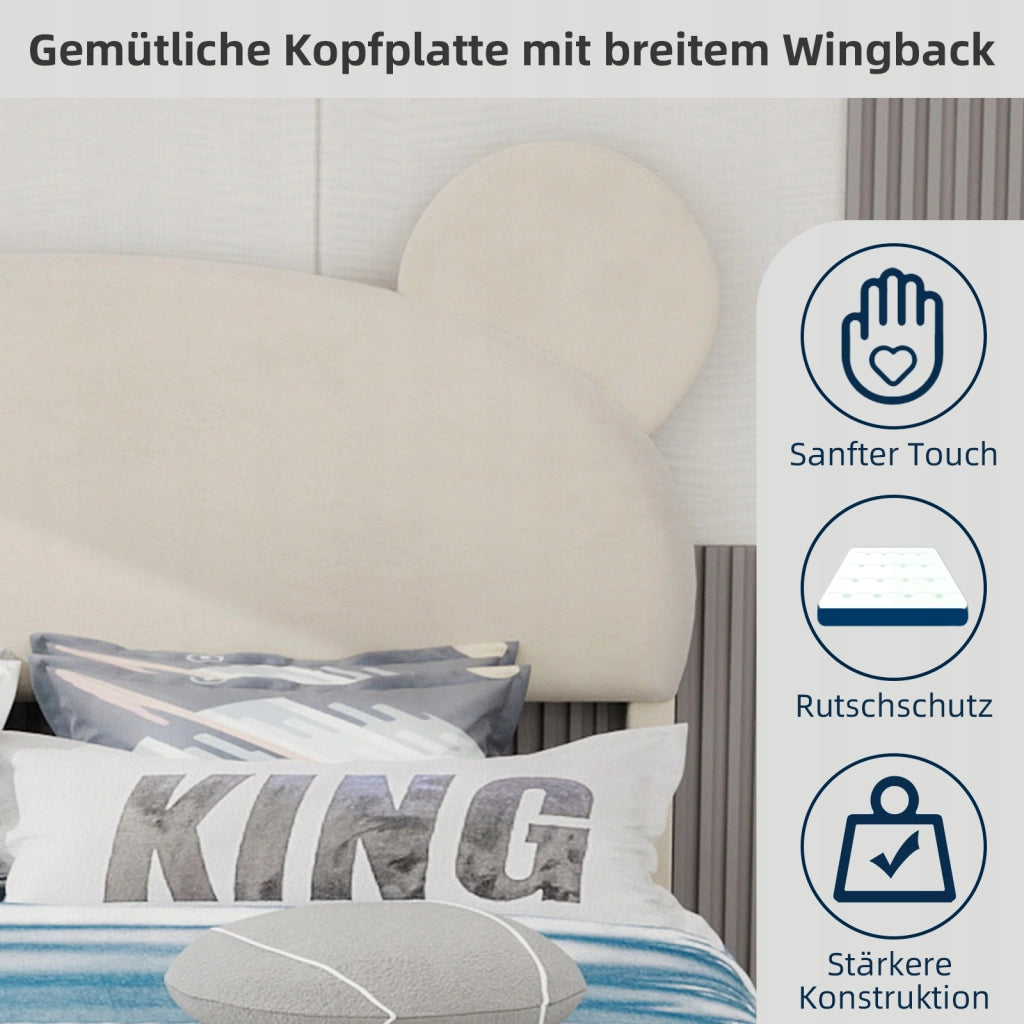 Letto imbottito 140x200 beige minimalista - Xylo