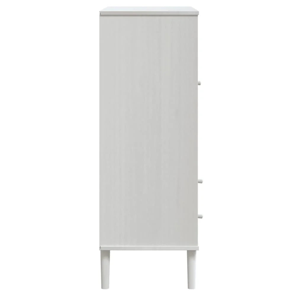 Buffet credenza cassettiera armadio mobile contenitore organizer per cucina soggiorno salotto effetto rattan 90 x 40 x 112 cm legno massello di pino bianco 02_0036228