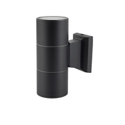 Applique da Esterno IP65 in Alluminio per Lampadina GU10 (non incluse) – Doppio Fascio di Luce Up & Down – Design Moderno da Parete per Giardino, Terrazzo, Balcone Color: Nero