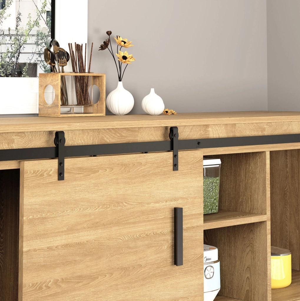 Sistema scorrevole per porta 183 cm nero in acciaio, con accessori