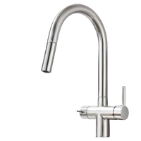 Jana | Rubinetto estraibile 3 vie premium argento spazzolato | osmosi in acciaio inox cucina | miscelatore 360 gradi | filtro 3 attacchi gomito alto