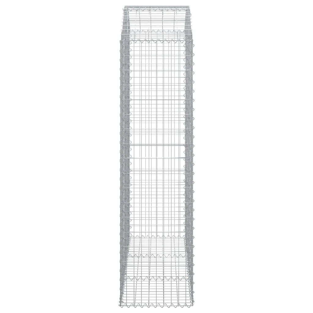 Cesto gabbione recinzione a gabbia muro di contenimento ad arco 150 x 50 x 180/200 cm ferro zincato argento 02_0039984
