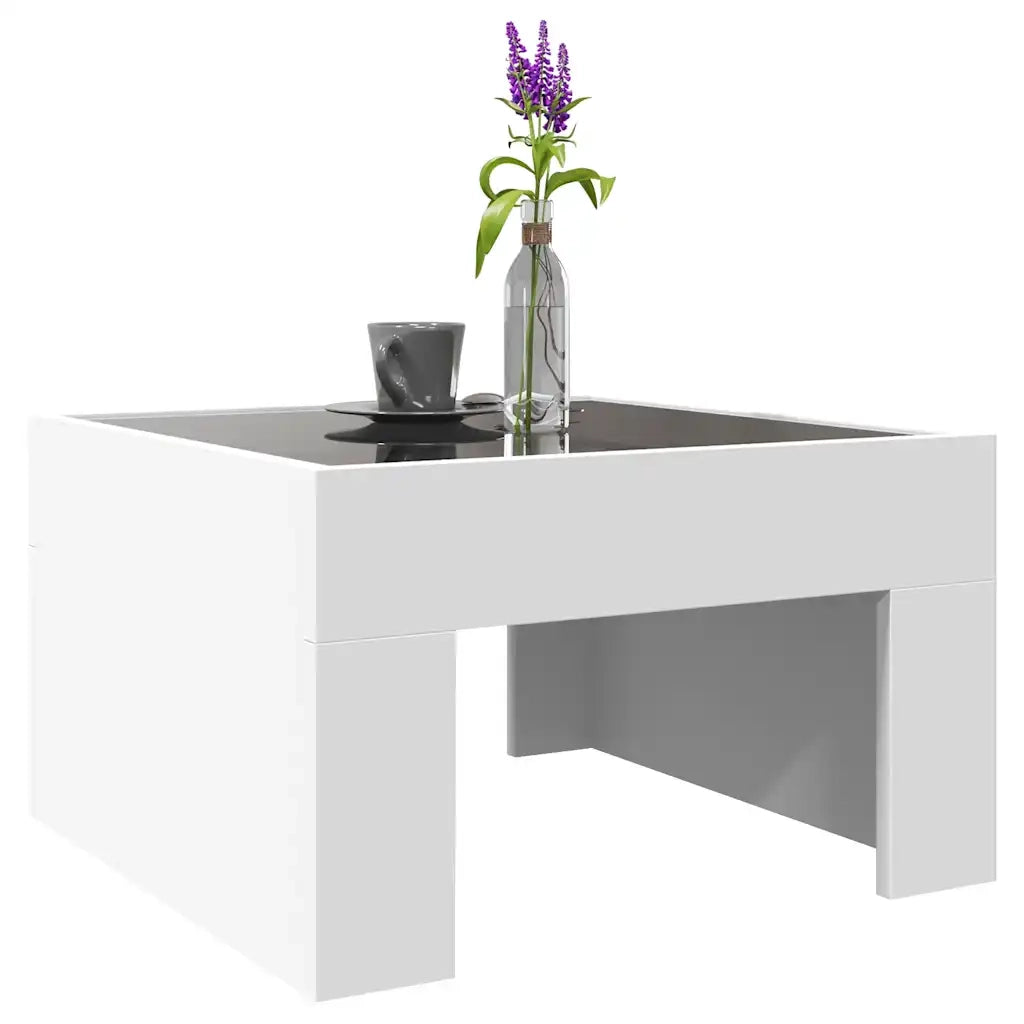 Tavolino da Salotto con LED Infinity Bianco 50x50x30 cm