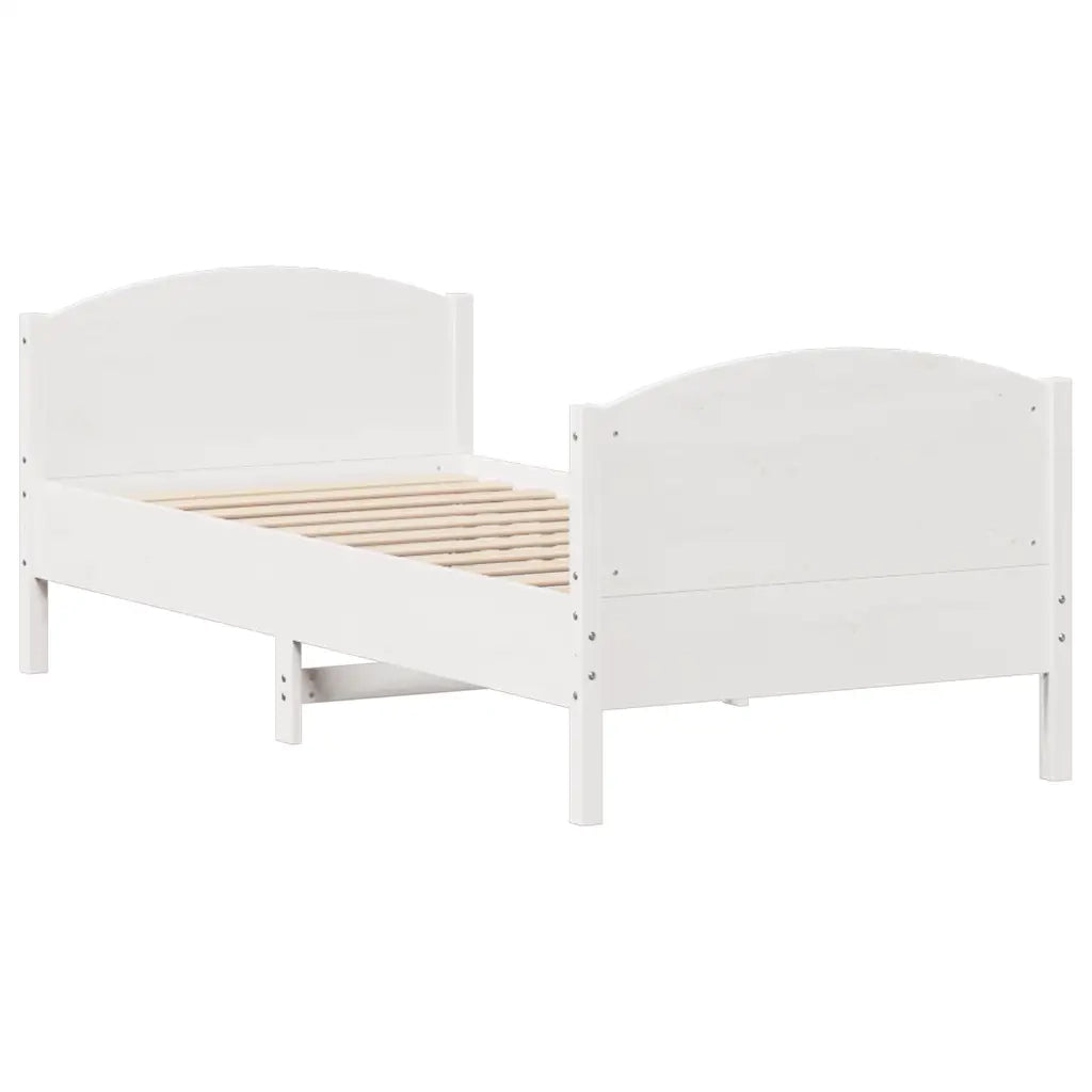 Giroletto senza Materasso Bianco 100x200 cm Legno Massello Pino