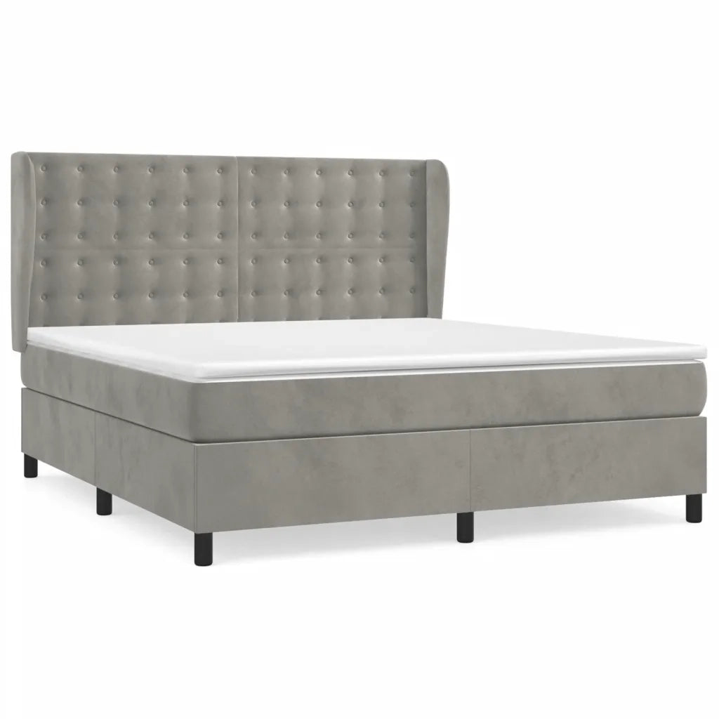 Giroletto a Molle con Materasso Grigio Chiaro 160x200cm Velluto 3129459