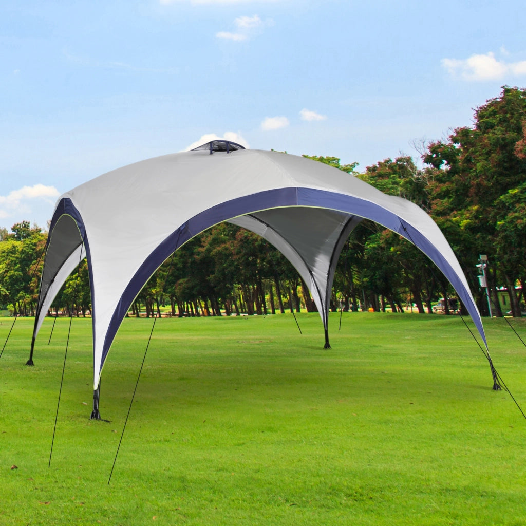 Gazebo da giardino ¨C Zephmum ¨C Poliestere crema e blu 4x4x2.5m