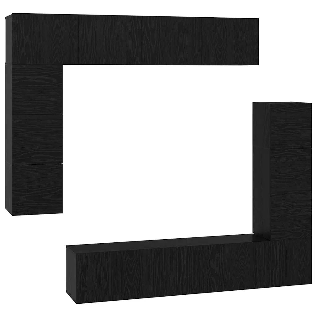 vidaXL Set mobile TV 8 pcs Rovere nero 80 x 30 x 30 cm