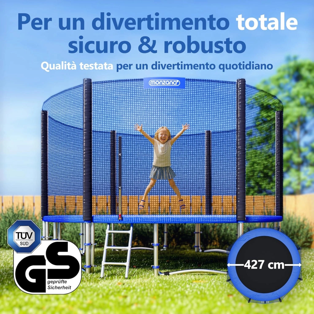 ® Trampolino Ø 183-427cm Set Completo Tappeto Elastico Rete Sicurezza Trampolino Elastico
