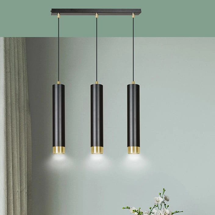 Lampadario Emibig KIBO 3 3xGU10 nero oro regolabile
