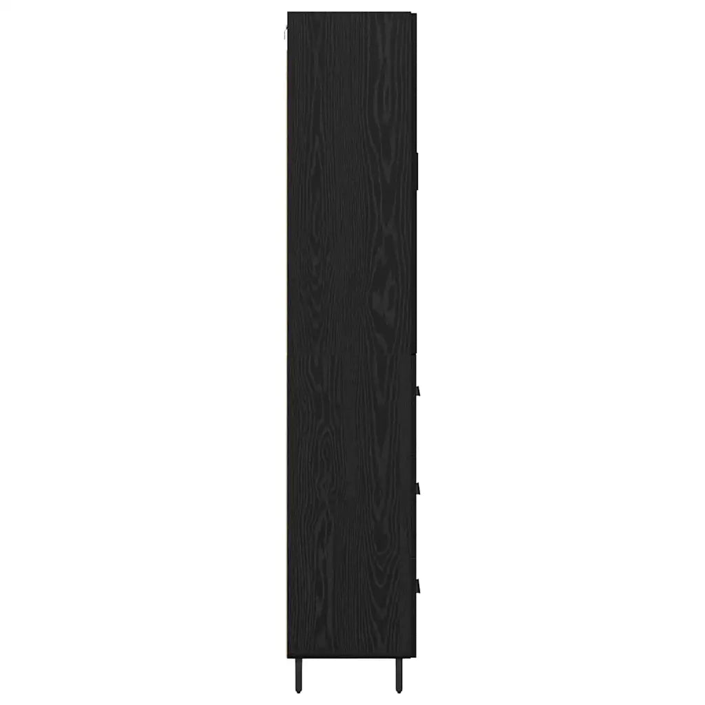 Credenza 2 pcs Rovere nero Legno Stratificato e Vetro