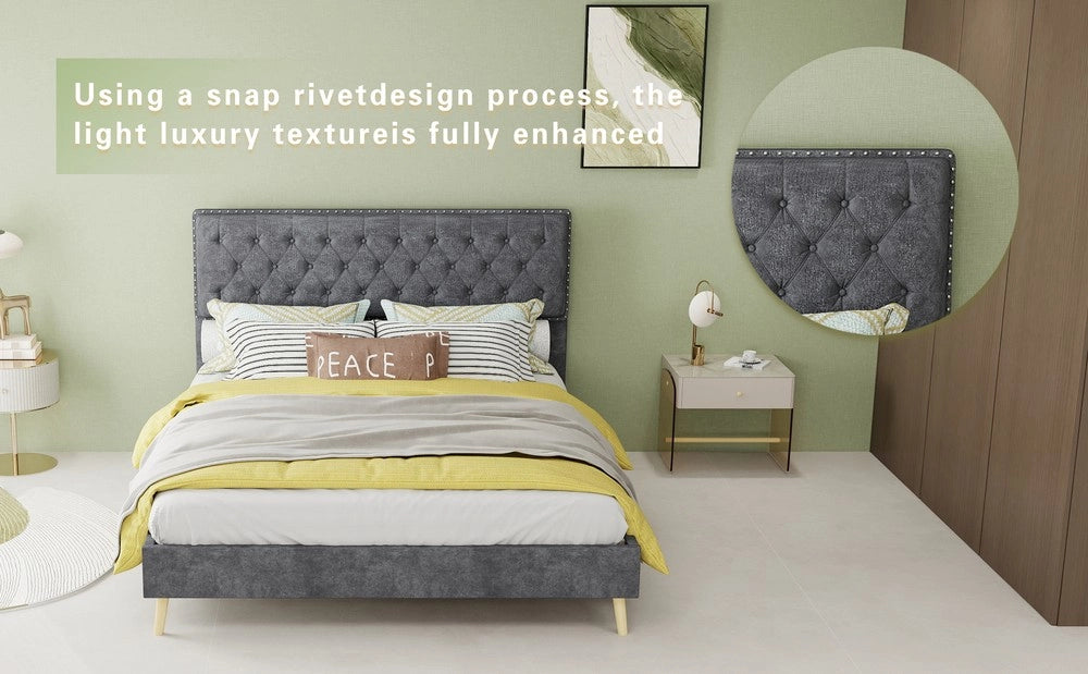 Letto Contenitore Imbottito ¨C MINIMAL ¨C Grigio 140x200 con Materasso