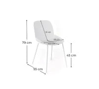 E-STYLO Sedia da pranzo in polipropilene bianco e gambe in metallo bianco, 55cm X 46cm H. 79cm.