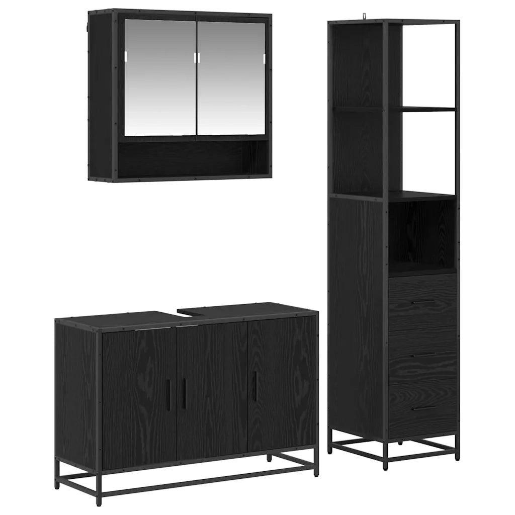 Set di mobili per il bagno con cassetto 3 pcs Legno vecchio 3402453