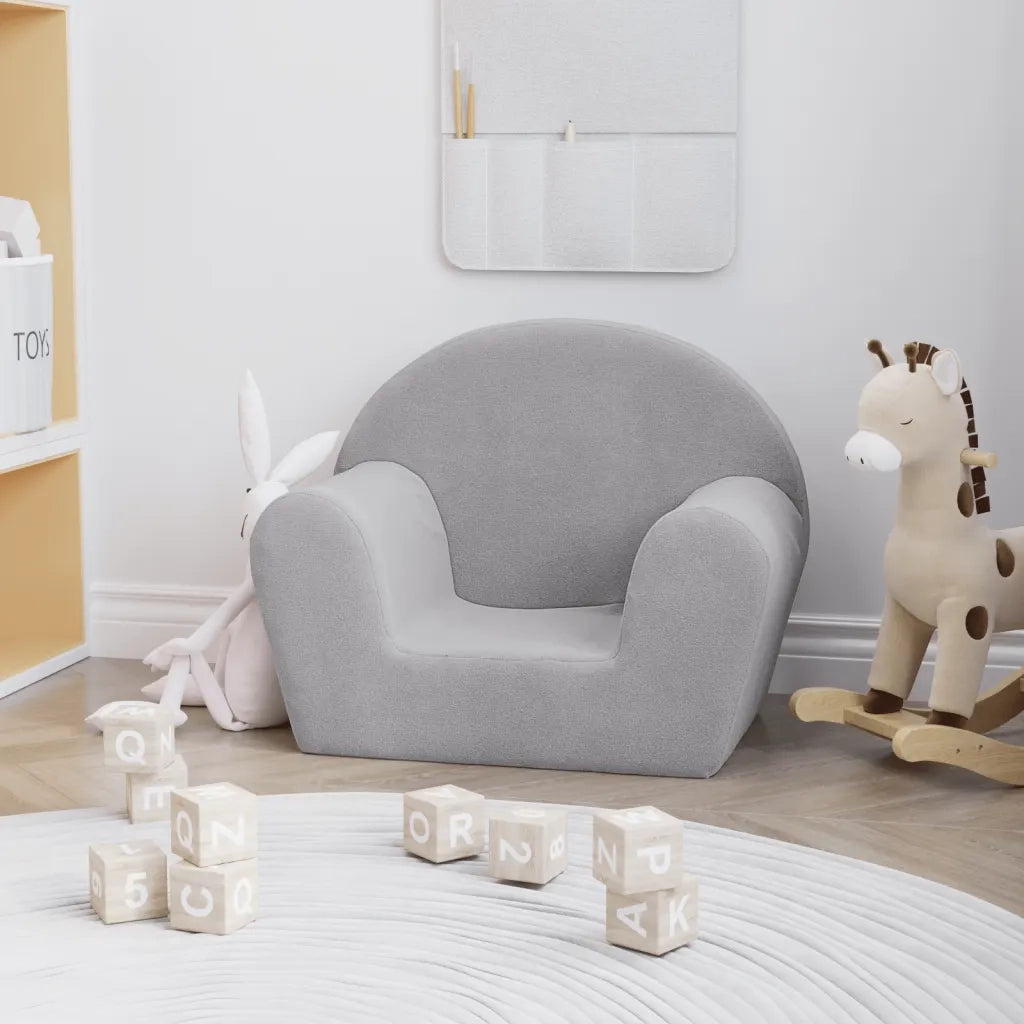 Divano per Bambini Grigio Chiaro in Morbido Peluche 356981