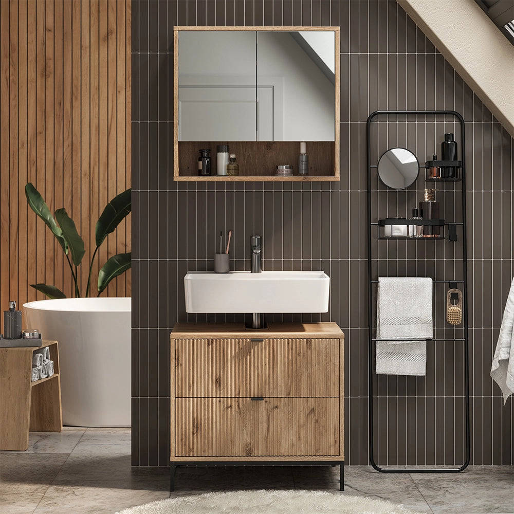 Vicco Set di mobili da bagno Quercia vichinga 2 parti