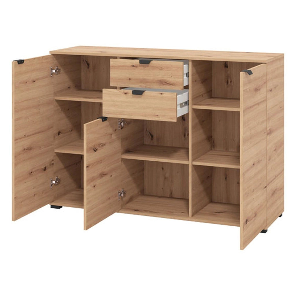 Mainarda, Cassettiera 2 Cassetti, 135x40x95h cm Marrone Rovere Nodi