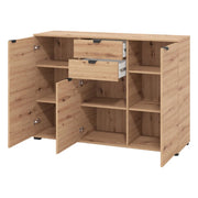 Mainarda, Cassettiera 2 Cassetti, 135x40x95h cm Marrone Rovere Nodi