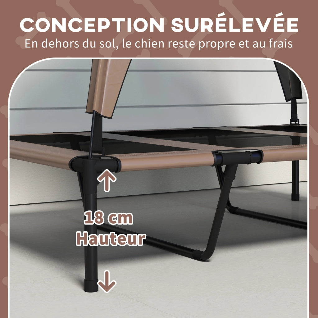 Letto per cani e gatti sopraelevato con struttura in legno e tela Oxford ¨C Minimal ¨C 106x76x94 cm marrone