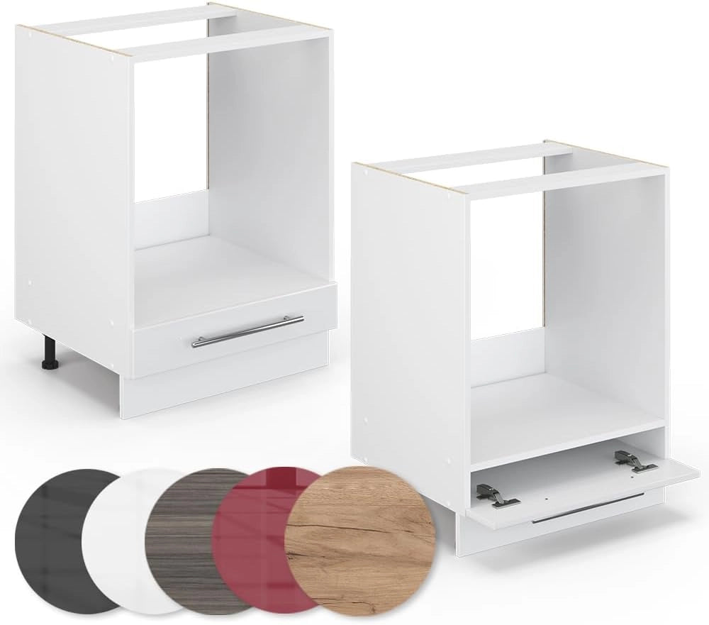 Mobile per forno da incasso Fame-Line, Bianco lucido, 60 cm senza piano di lavoro, per la combinazione con altri moduli della serie Fame-Line