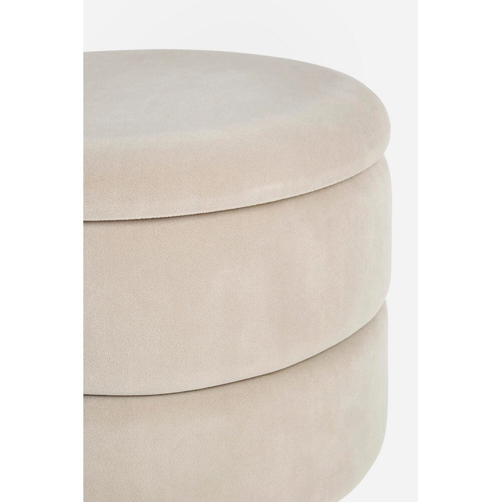 Pouf Contenitore Rotondo in Velluto con Base Dorata - SERENA