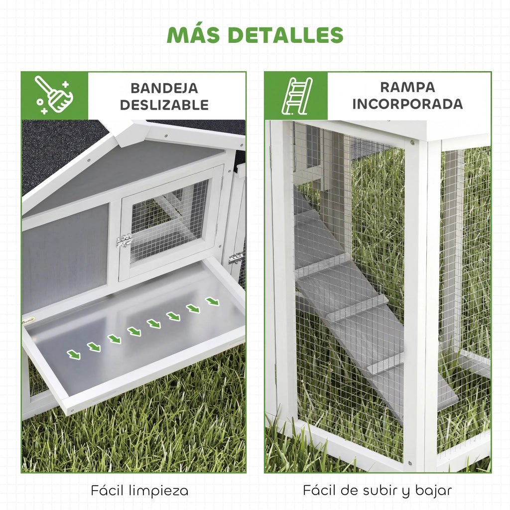 Pollaiolo per Esterno Grande in Legno con Cassetta Nido Grigio ¨C zephmum ¨C 204x85x93 cm