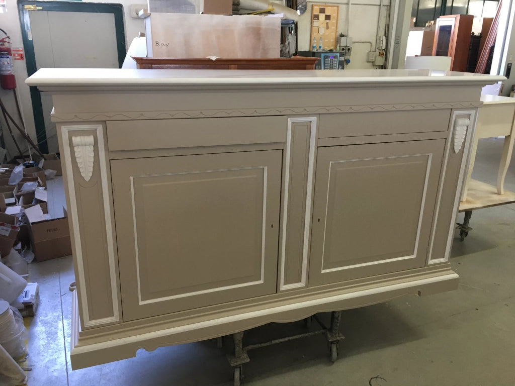 Madia credenza 2 ante 2 in legno tortora/bianco 213x54x124 - Mobili 2G