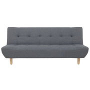 Divano Grigio Tessuto Tappezzeria Gambe In Legno Chiaro 3 Posti Stile Scandinavo