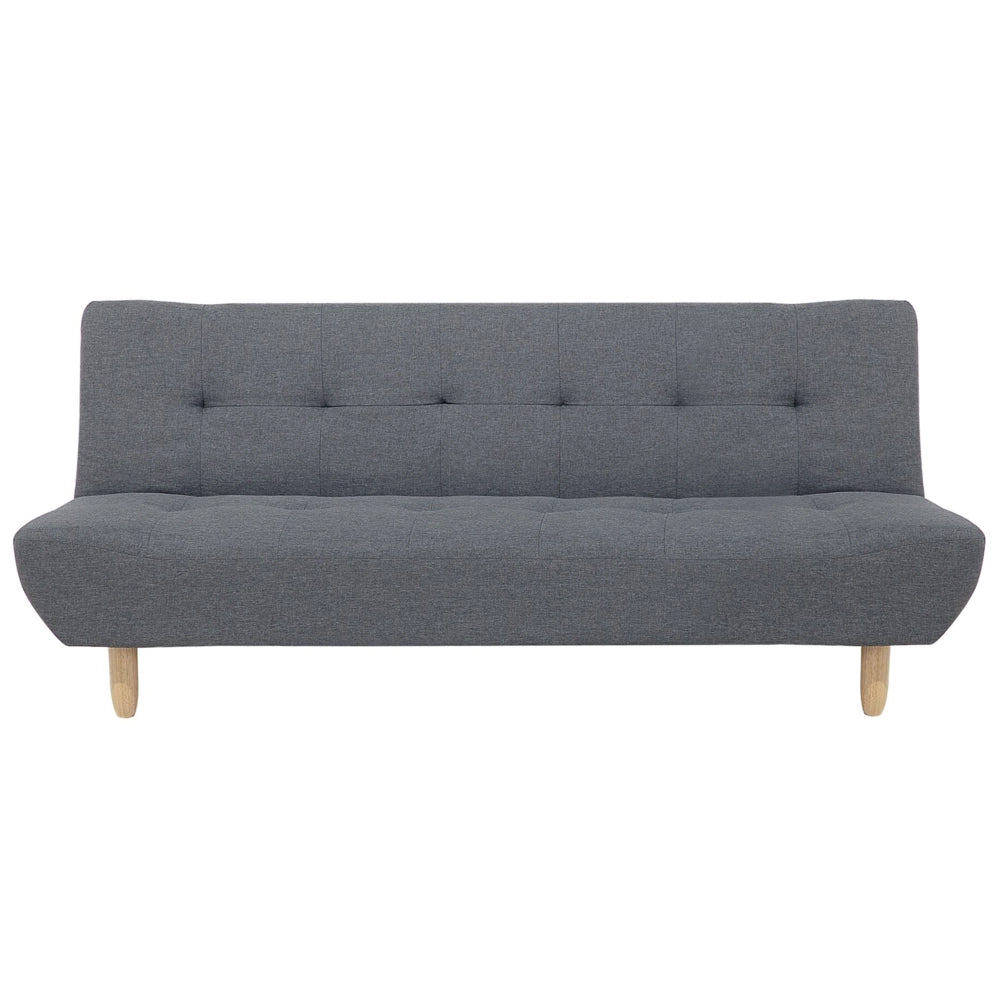 Divano Grigio Tessuto Tappezzeria Gambe In Legno Chiaro 3 Posti Stile Scandinavo