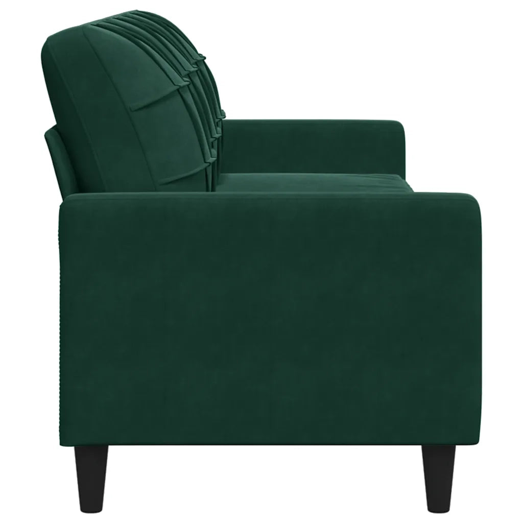 Divano a 3 Posti Verde Scuro 210 cm in Velluto