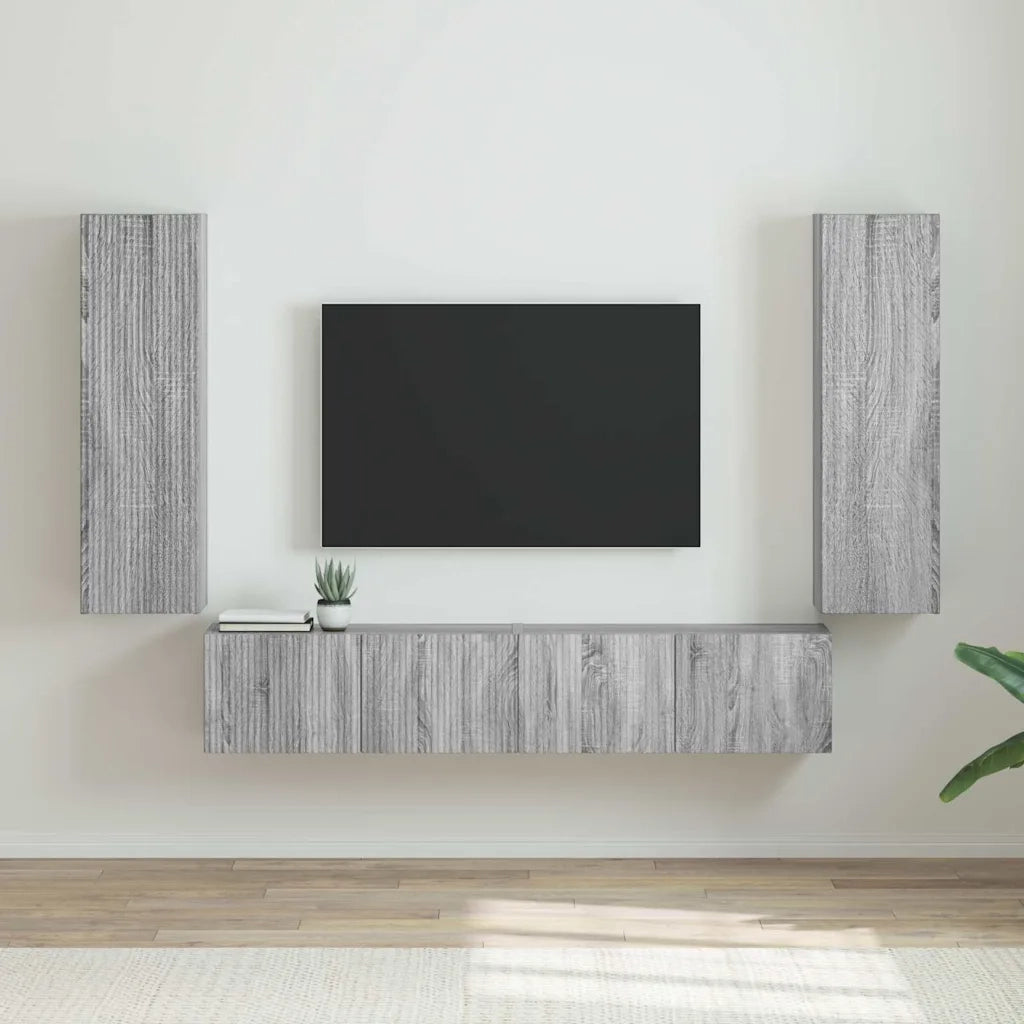 Mobile TV da parete 2 pz-Set di 2 Mobile TV a Muro-Credenza TV Grigio Sonoma 30 x 31 x 100 cm