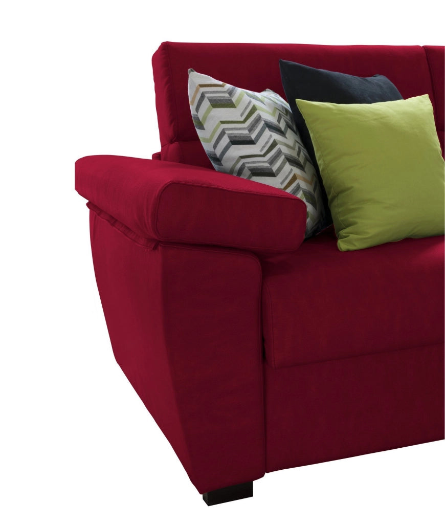 Trino, Divano Letto 3 Posti Sfoderabile Made in Italy, 225x95 cm Rosso
