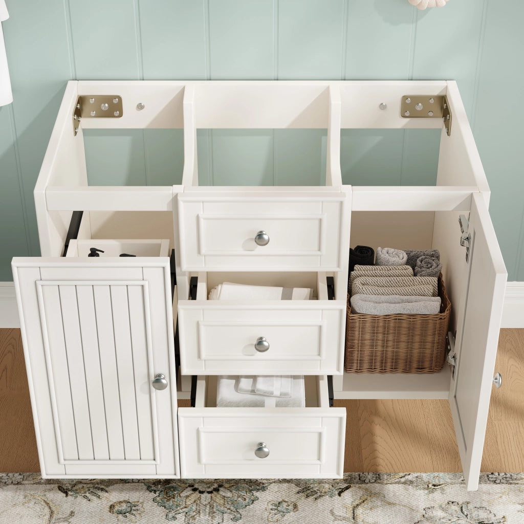 Mobile sottolavabo sospeso con 3 cassetti e vano contenitore per bagno moderno bianco 78,5 × 46 × 46,8 cm