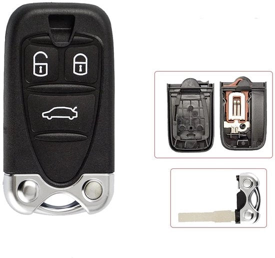 Impostatore di Chiave Auto 3-buttone - Chiave di Rimpiazzo - Antifurto - Nero - Adatto per Alfa Romeo 159/156/Brera/Spider - 100% Nuovo - Chiave di Impostazione