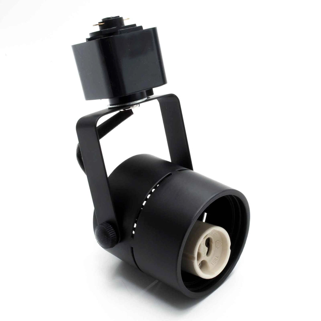Faretto led per binario monofase, Proiettore Orientabile, Attacco Lampadina GU10, Track sistema illuminazione binario, Vetrina Nero senza lampada