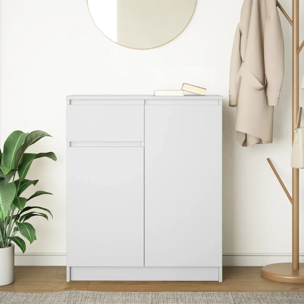 Credenza con Cassetto Bianco 71x35x84 cm in Legno Multistrato 861589