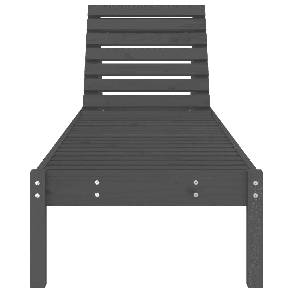 Lettini Prendisole 2pz Grigi 199,5x60x74 cm Legno Massello Pino 825070