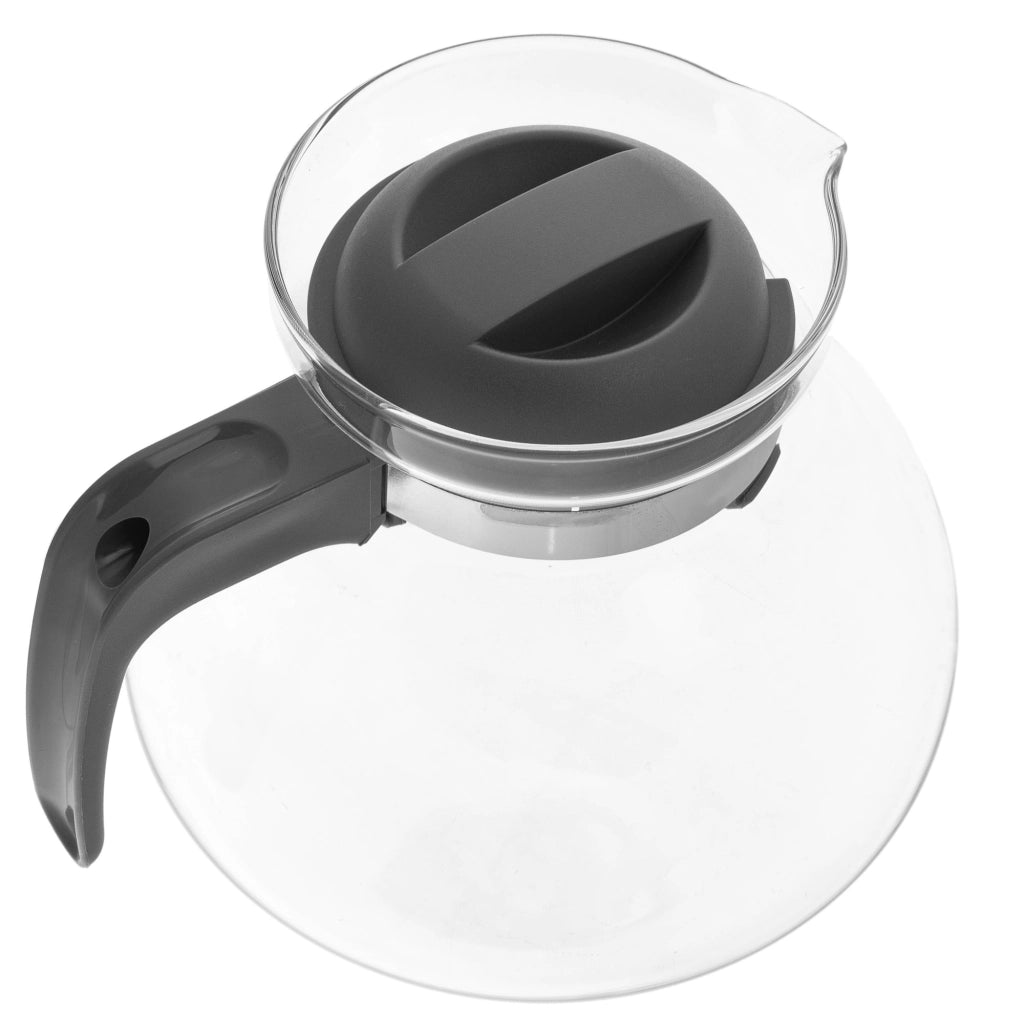 KADAX Brocca in vetro per tè e caffè da 1,7 l, resistente al calore, con coperchio, colore grigio.