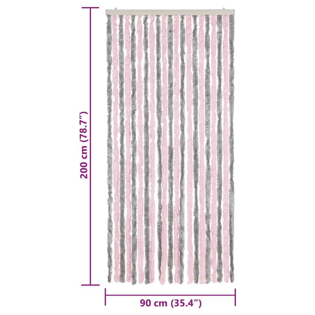 Tenda Antimosche Grigio Argento e Rosa 90x200 cm in Ciniglia 377362
