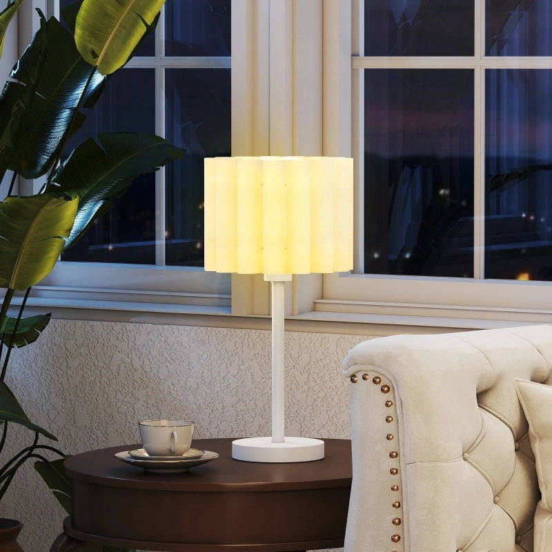 LAMPADA DA TAVOLO con interruttore a pulsante, Ø25 x 48,5 cm, plastica bianca